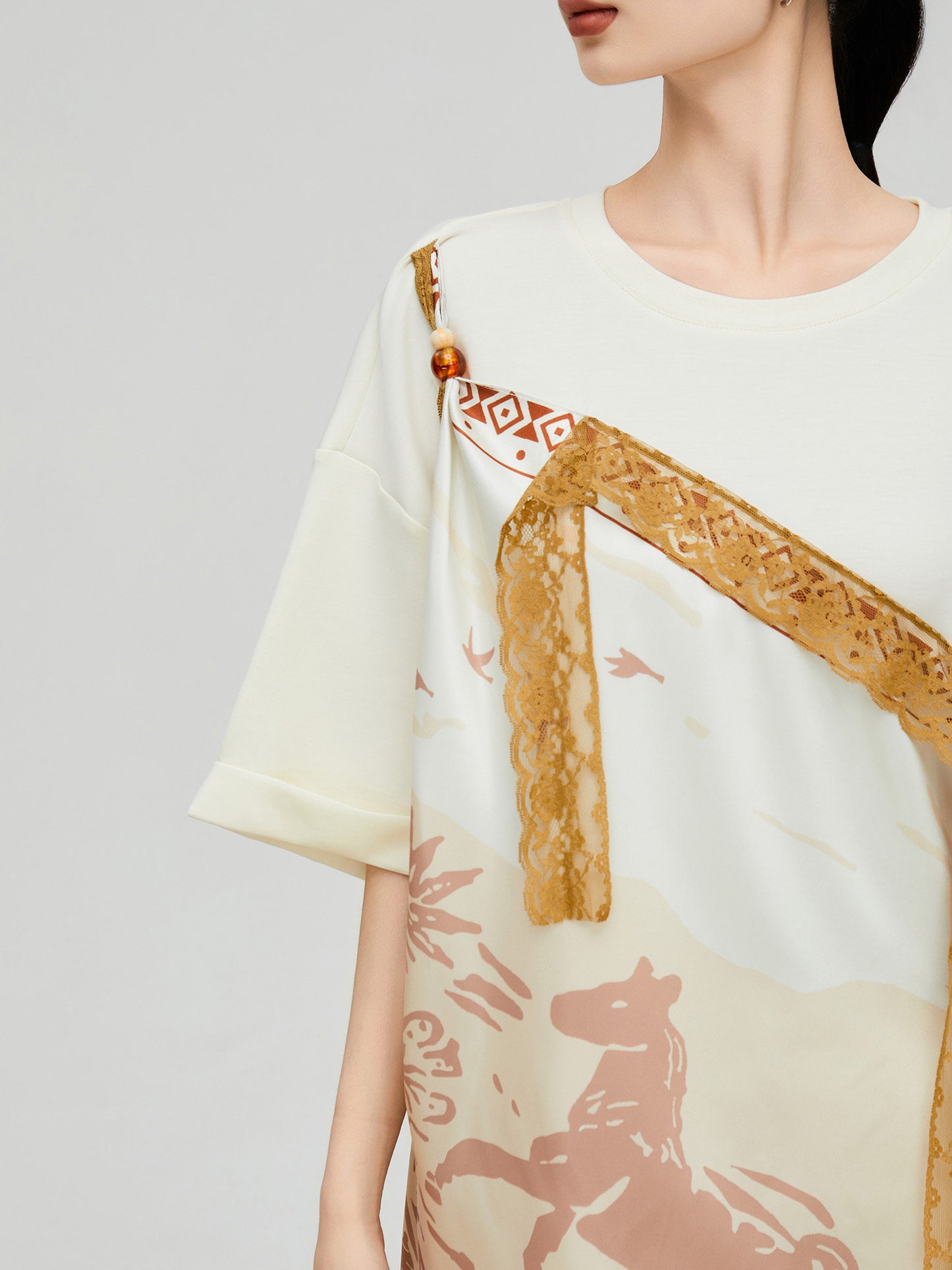 Horse-Handle Scarf Layered Dress FER0295
