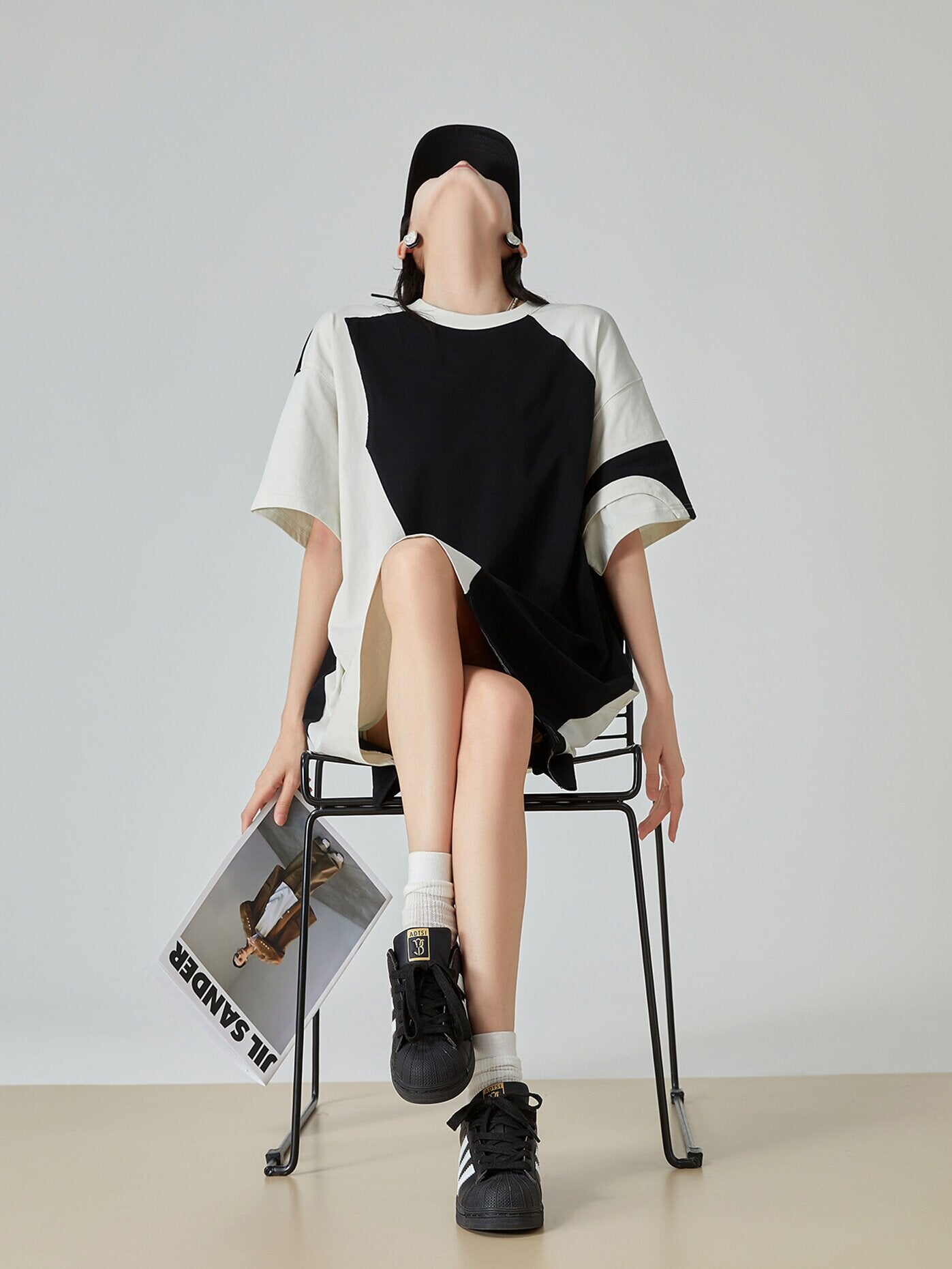 Diagonal Switch Asymmetry T-Shirt Dress FER0109