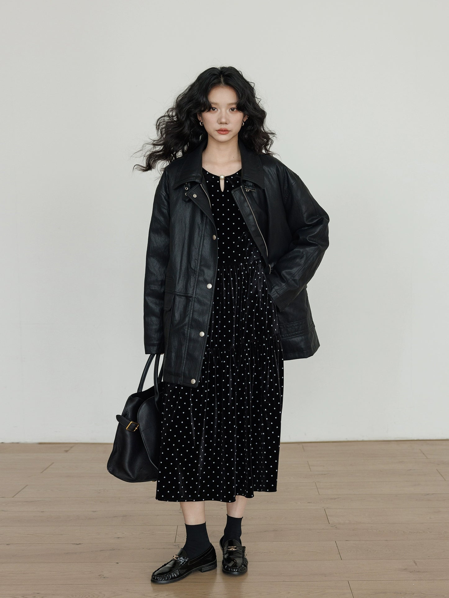 Lapel Leather Jacket VAS0174