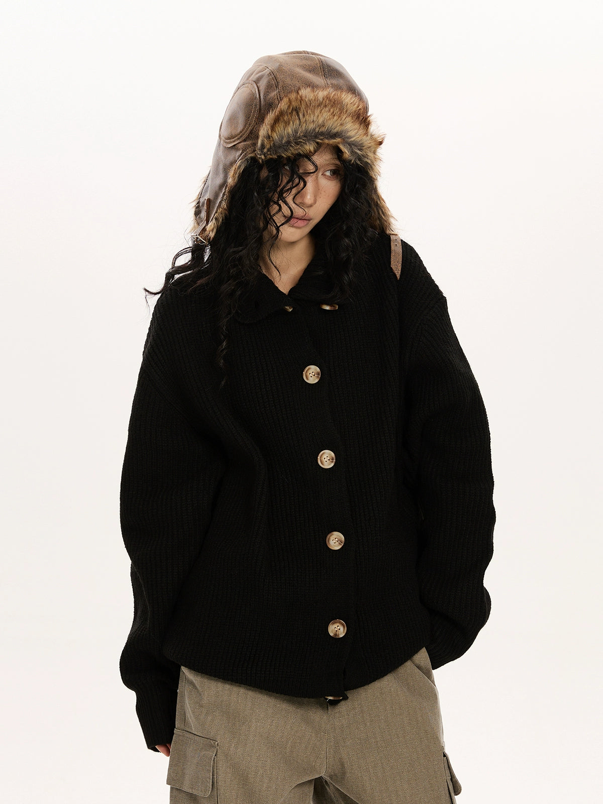 Stand Collar Knit Cardigan VAT0009