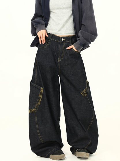 Retro Curve Wide Denim Pants WDZ0030