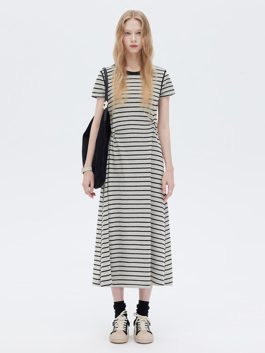 Border Slim Fit Long Dress SHN0001