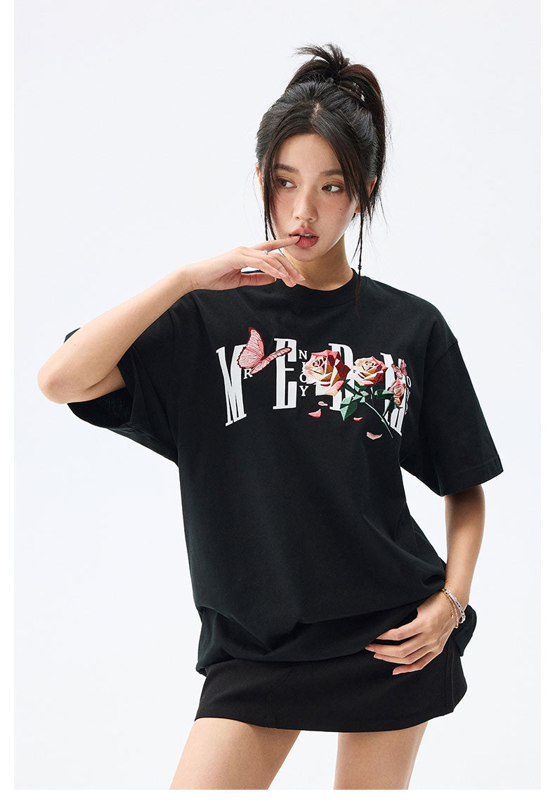 Rose Logo Embroidery Short Sleeve T-Shirt MDM0004