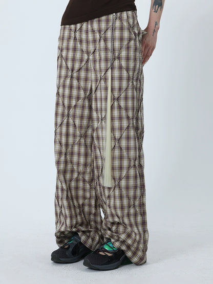 Check Stretch Wide Pants FZK0079