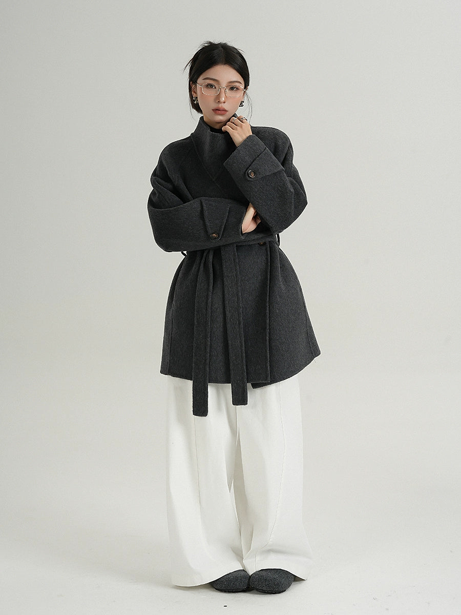 Half Turtleneck Black Coat SRS0320