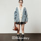 V-Neck Denim Docking Knit Cardigan LLA0645