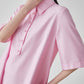 Pink Short-Sleeve Shirt Dress FER0175