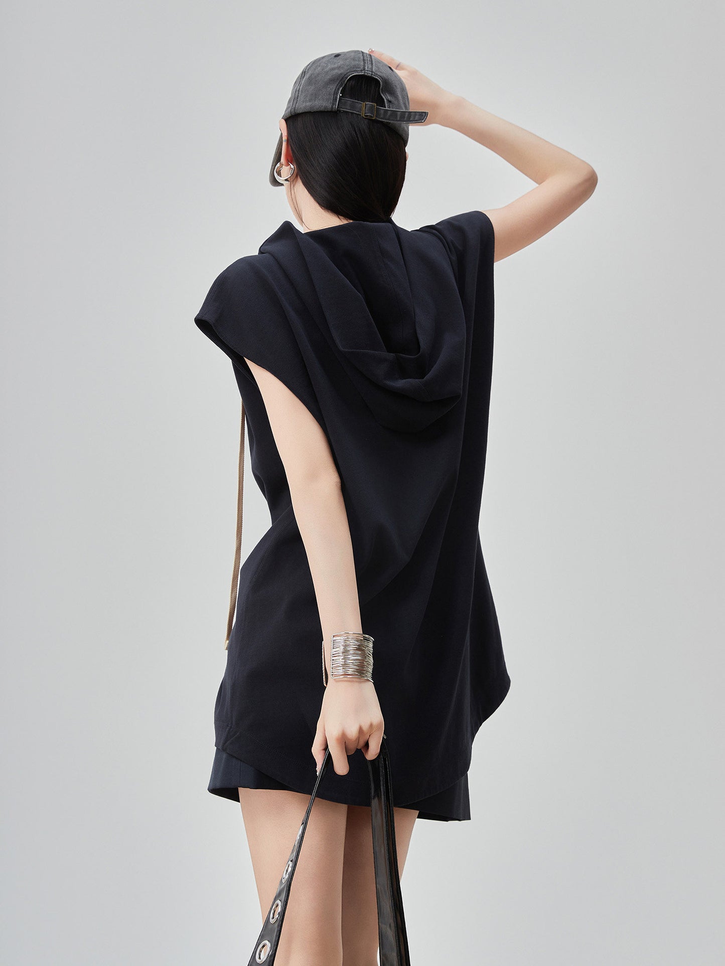 High-Neck Drawstring French Sleeve Top FER0222