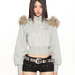 Fur Cropped Zip Up Hoodie BGS0013