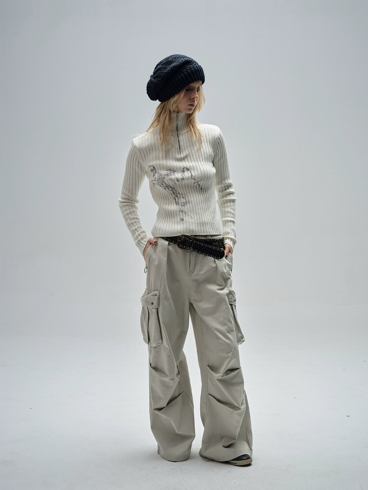 Half-Zip Ribbed Knit Top WAT0005