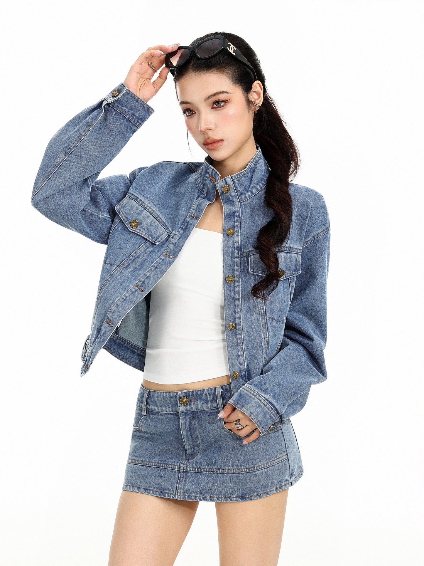 Stand Collar Denim Jacket BGS0049