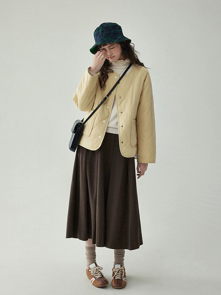 Wave Quilting Collarless Jacket AMU0045
