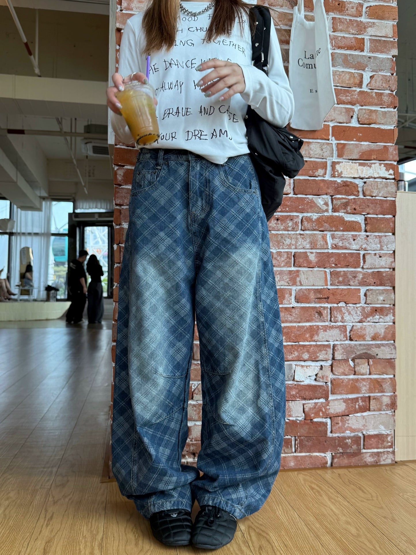 Retro Plaid Curved Knife Jeans CYE0035