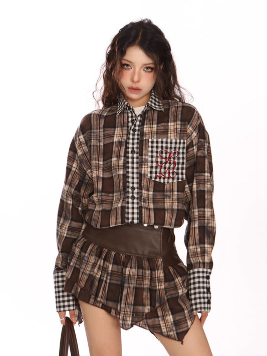 Paid × Gingham Check Shirt / Tiered Mini Skirt BGS0047
