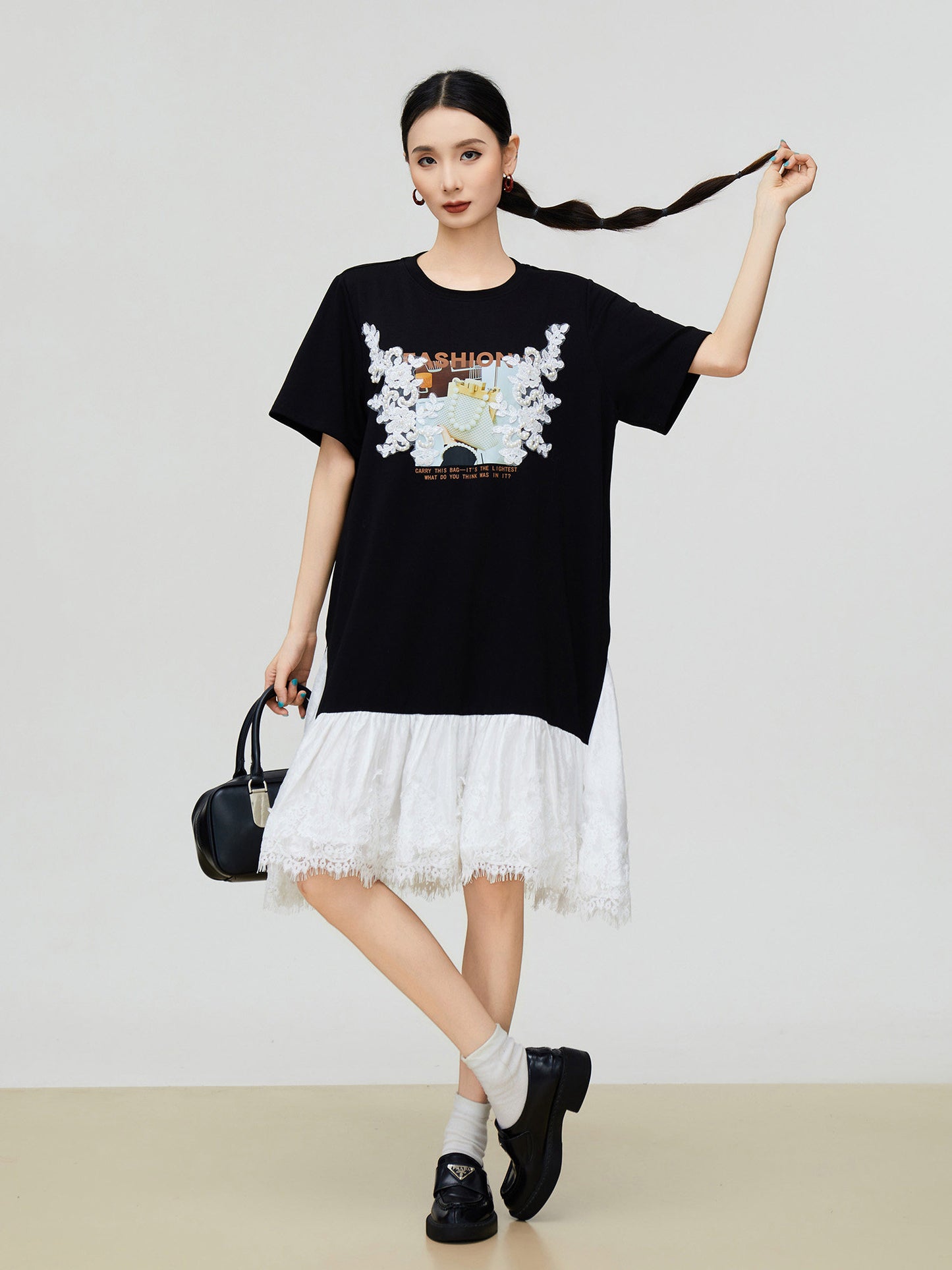 Mixed Material Docking Dress FER0299
