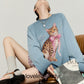 Leopard Print Oversized Sweatshirt / Leopard Mini Skirt LLA0666