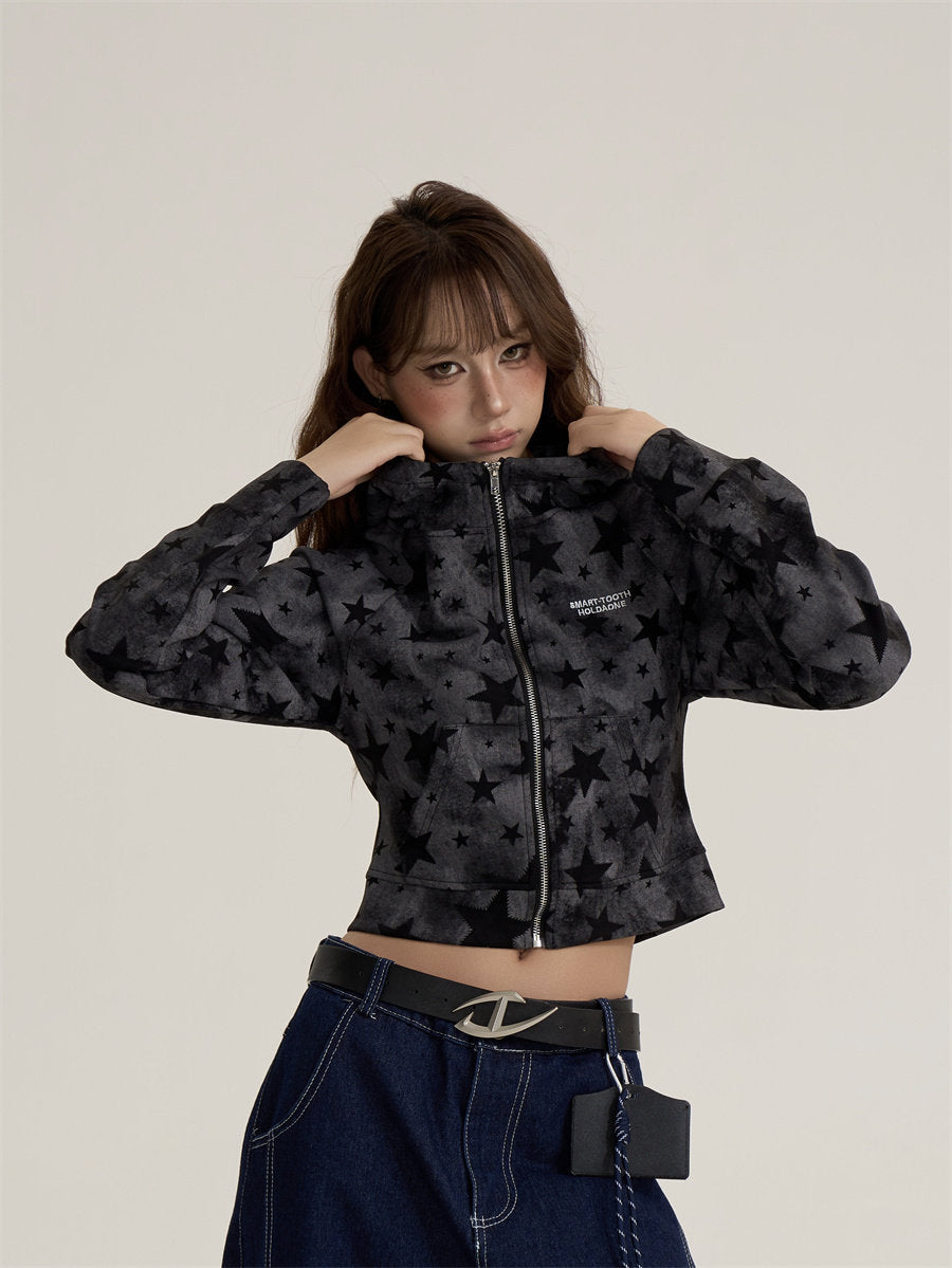 Star-Patterned Zip-Up Hoodie ONP0002