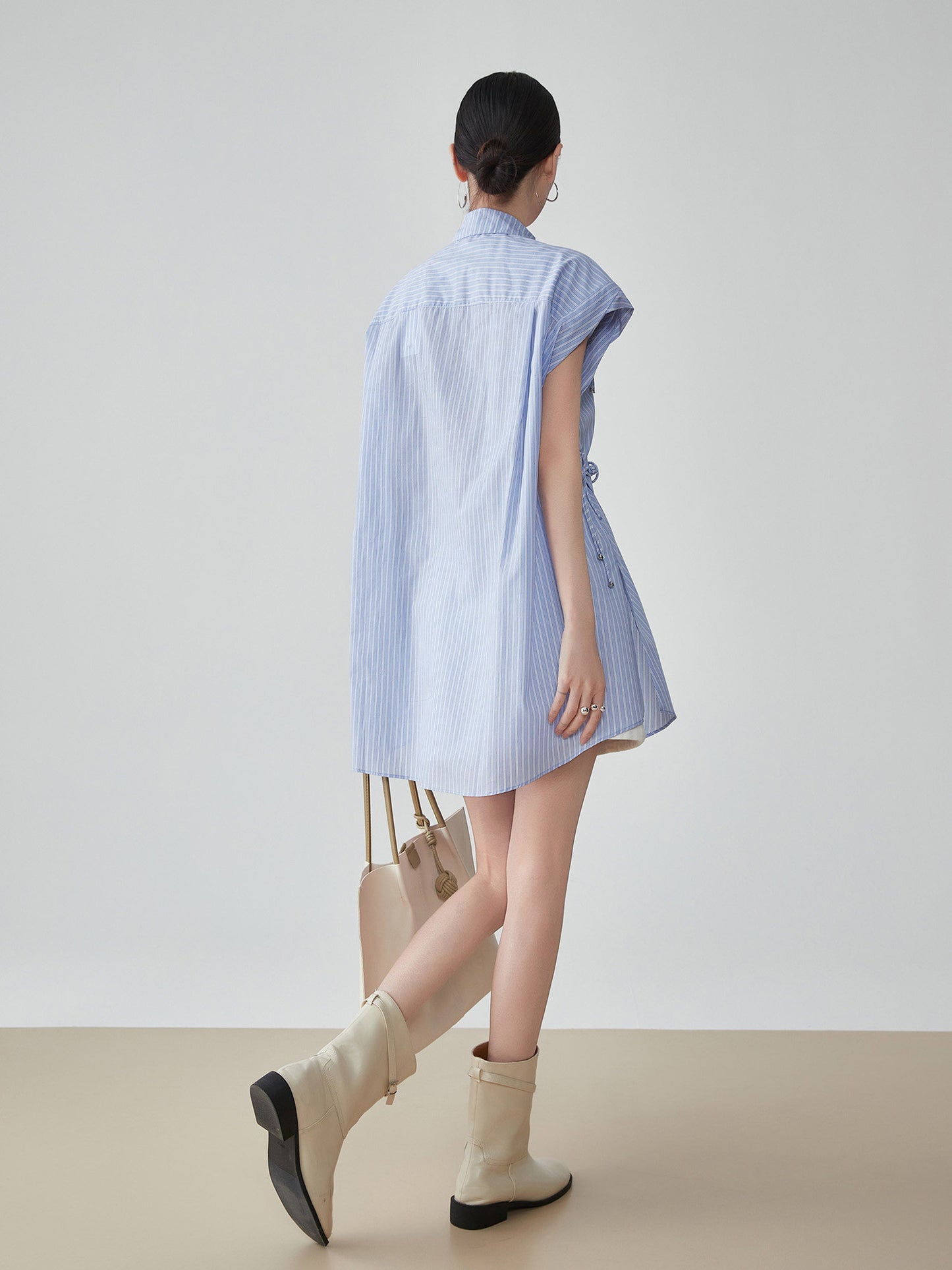 Blue Striped Sleeveless Shirt FER0177