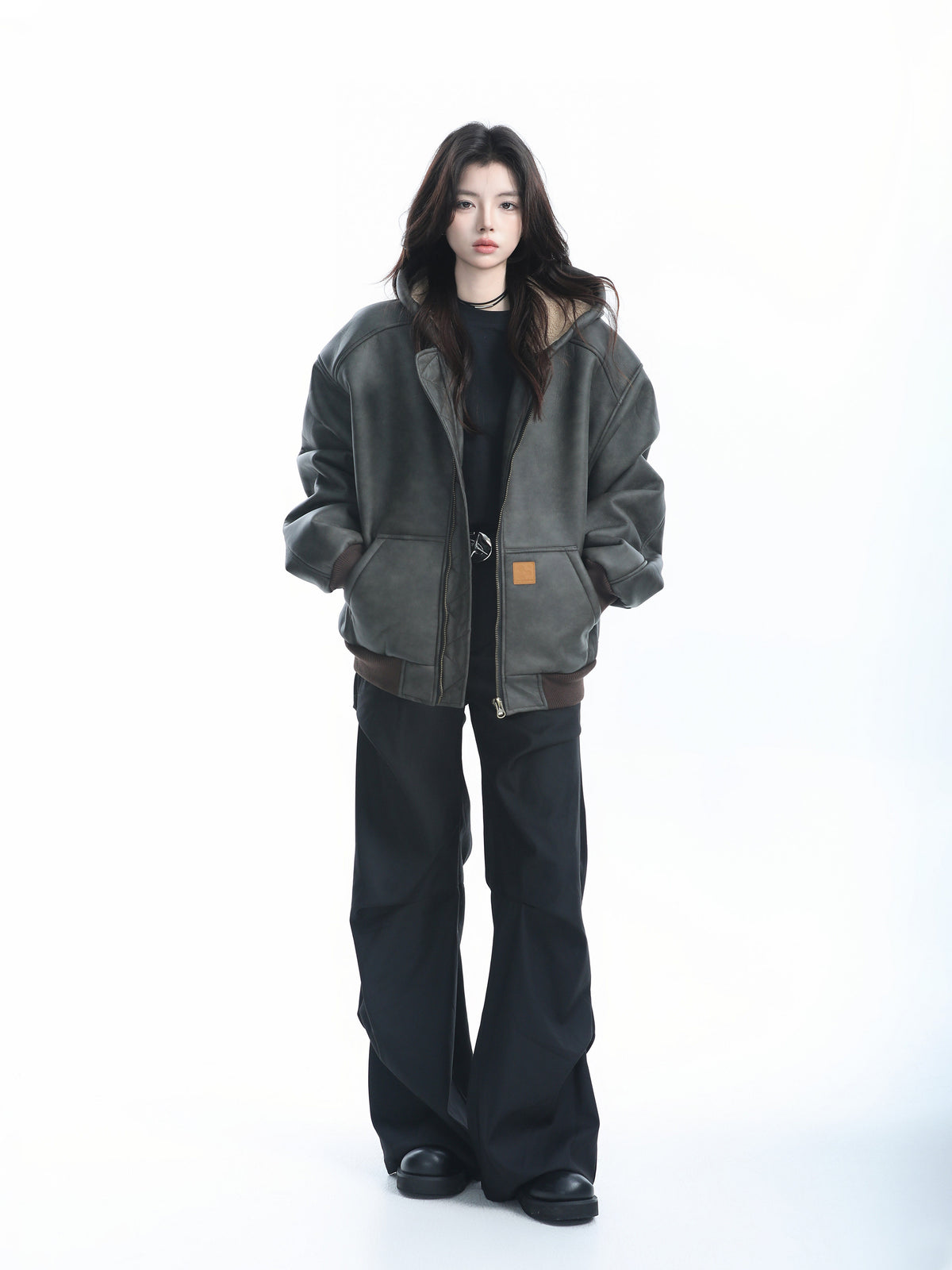 Oversized Fur Hooded Blouson WLS0016