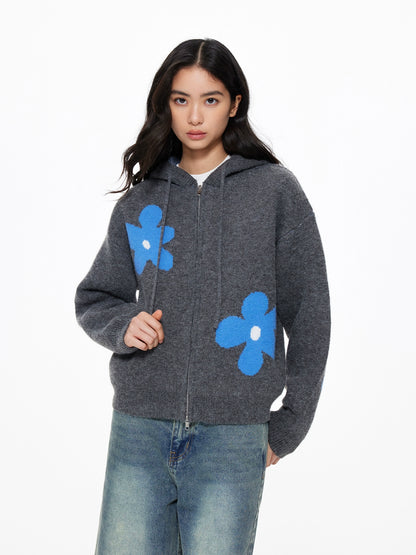 Flower Motif Knit Zip UDS0003