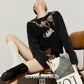 Leopard Print Cotton T-Shirt  / Leopard Frill Mini Shorts LLA0658
