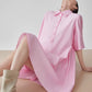 Pink Short-Sleeve Shirt Dress FER0175