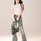 Vintage Belt Flare Denim Pants KLS0007