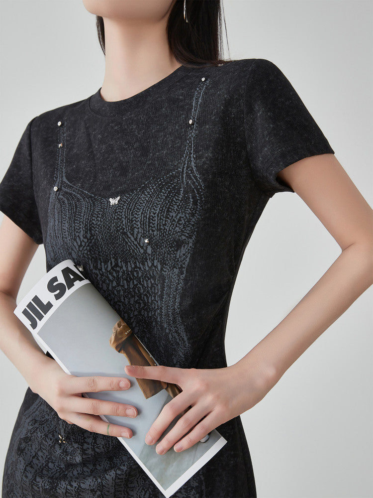 Corset Print T-Shirt Dress FER0120