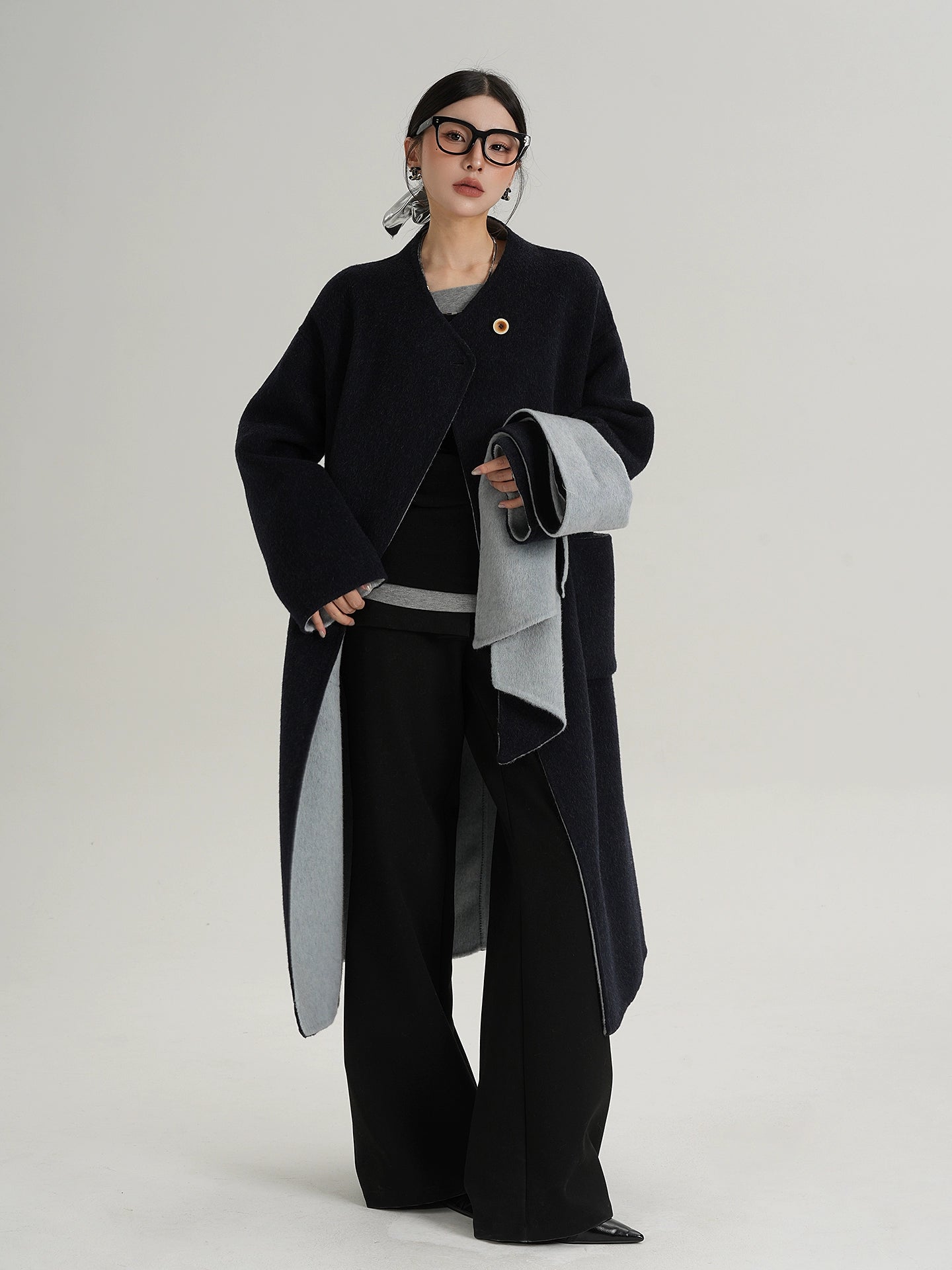 Scarf Collarless Coat SRS0412