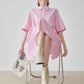 Pink Short-Sleeve Shirt Dress FER0175