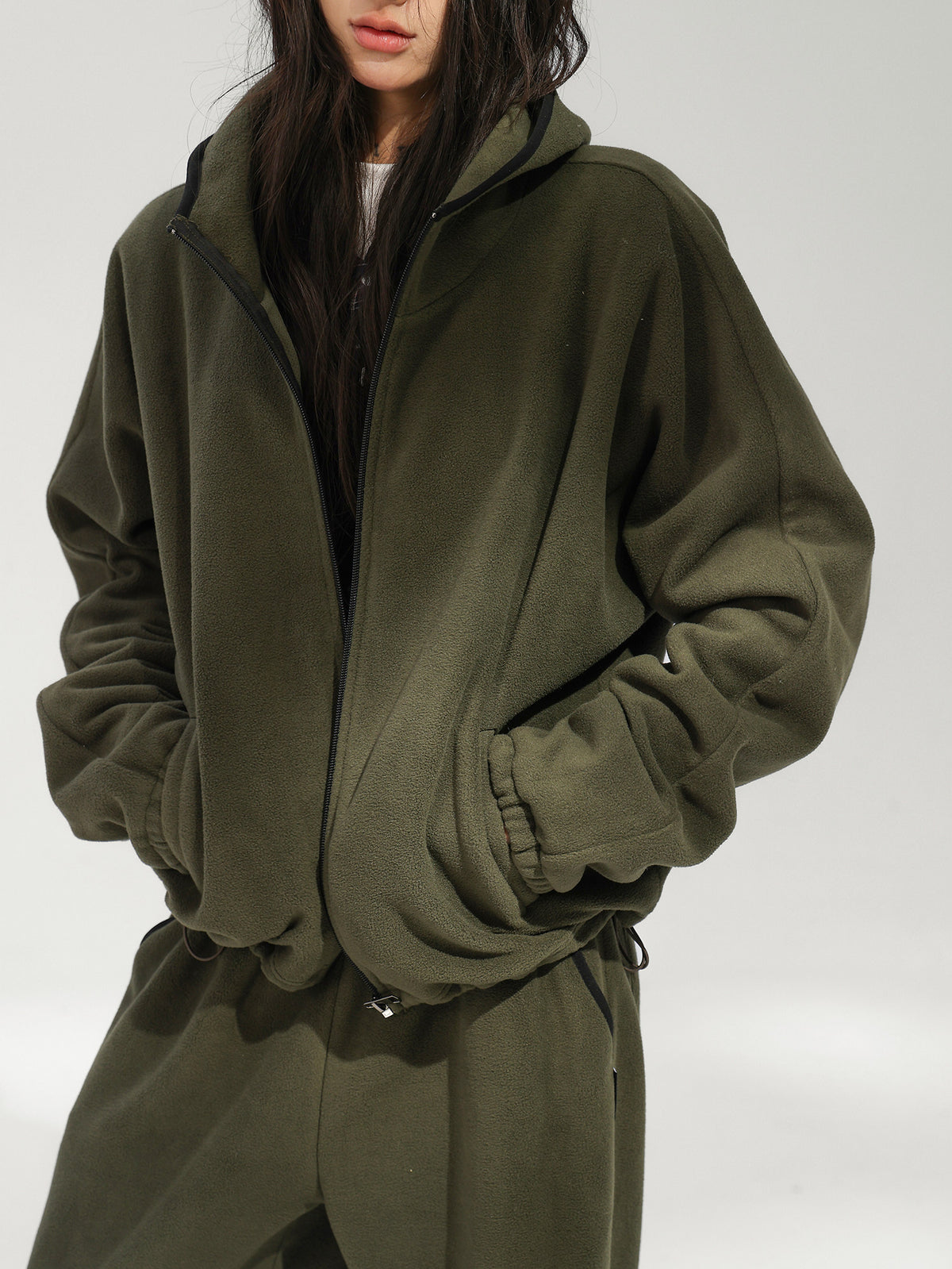 Fleece-Lined Zip-Up Hoodie / Wide Pants ACS0385