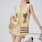 Palm Tree Embroidered Vest / Mini Skirt FER0247