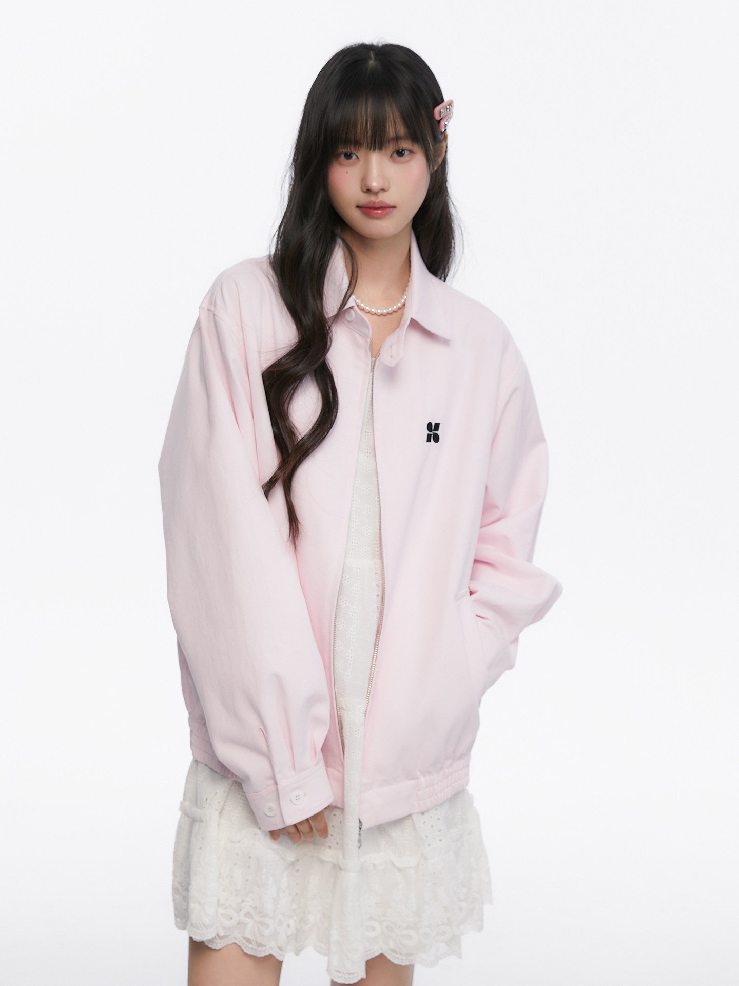 Pink Casual Polo Collar Jacket KIP0001