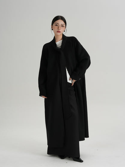 Tie Collar Long Coat SRS0384