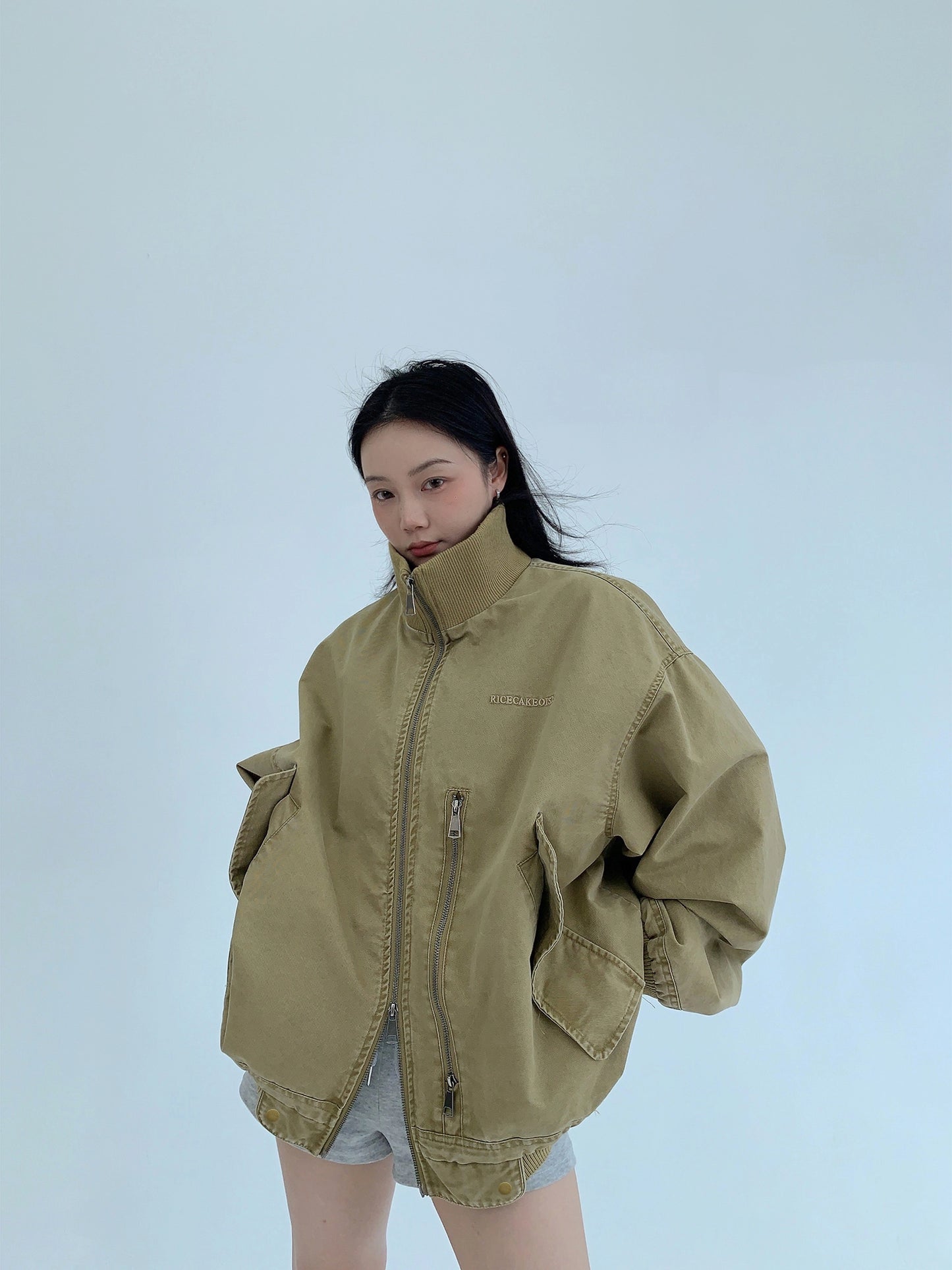 Double Zipper Stand Collar Jacket YLS0933