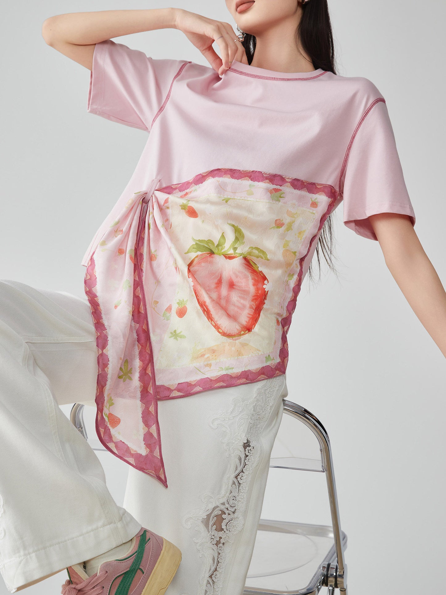 Scarf Layered Style Design Top FER0292