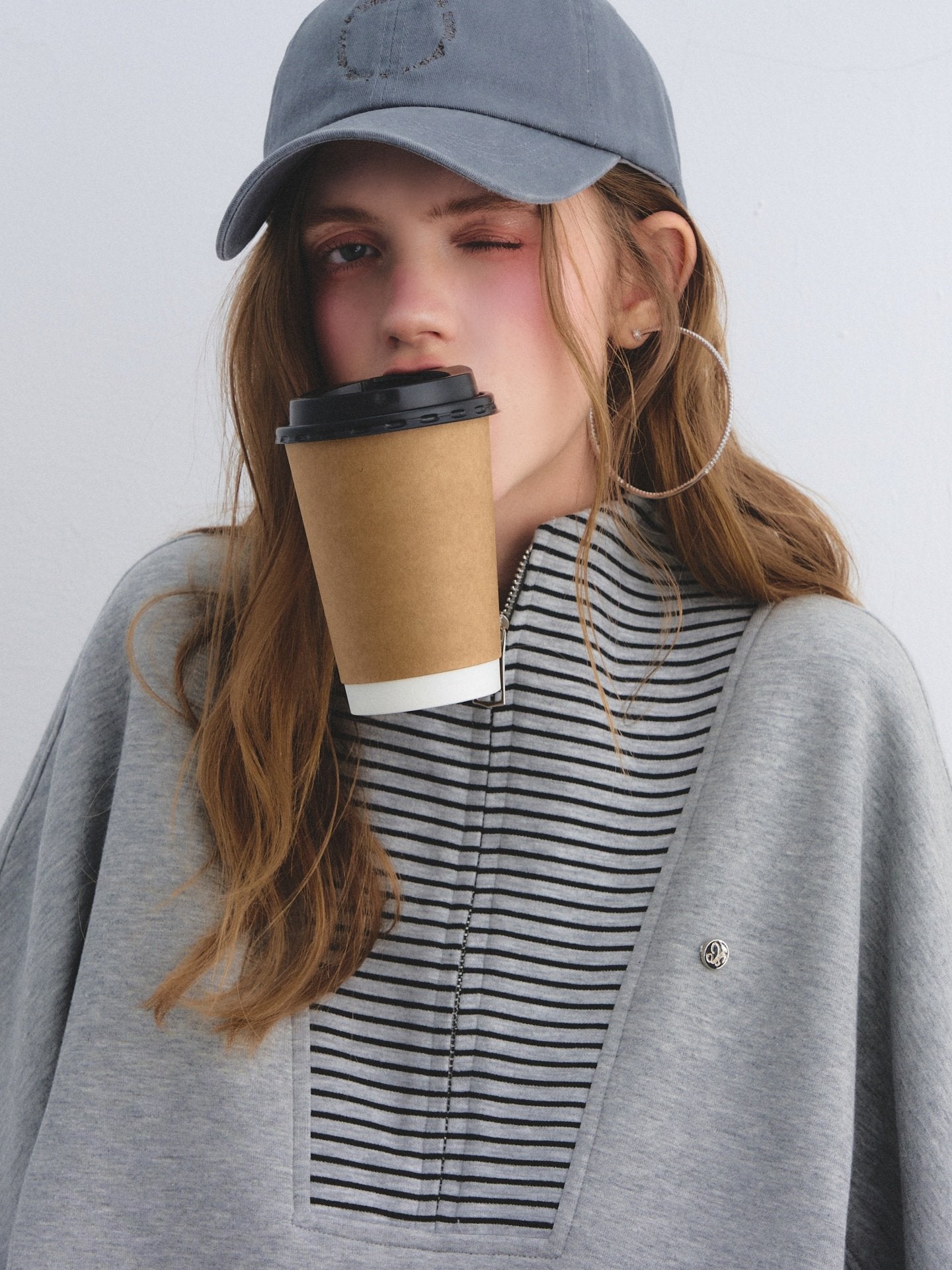 Striped Half-Zip Pullover Hoodie ASG0081