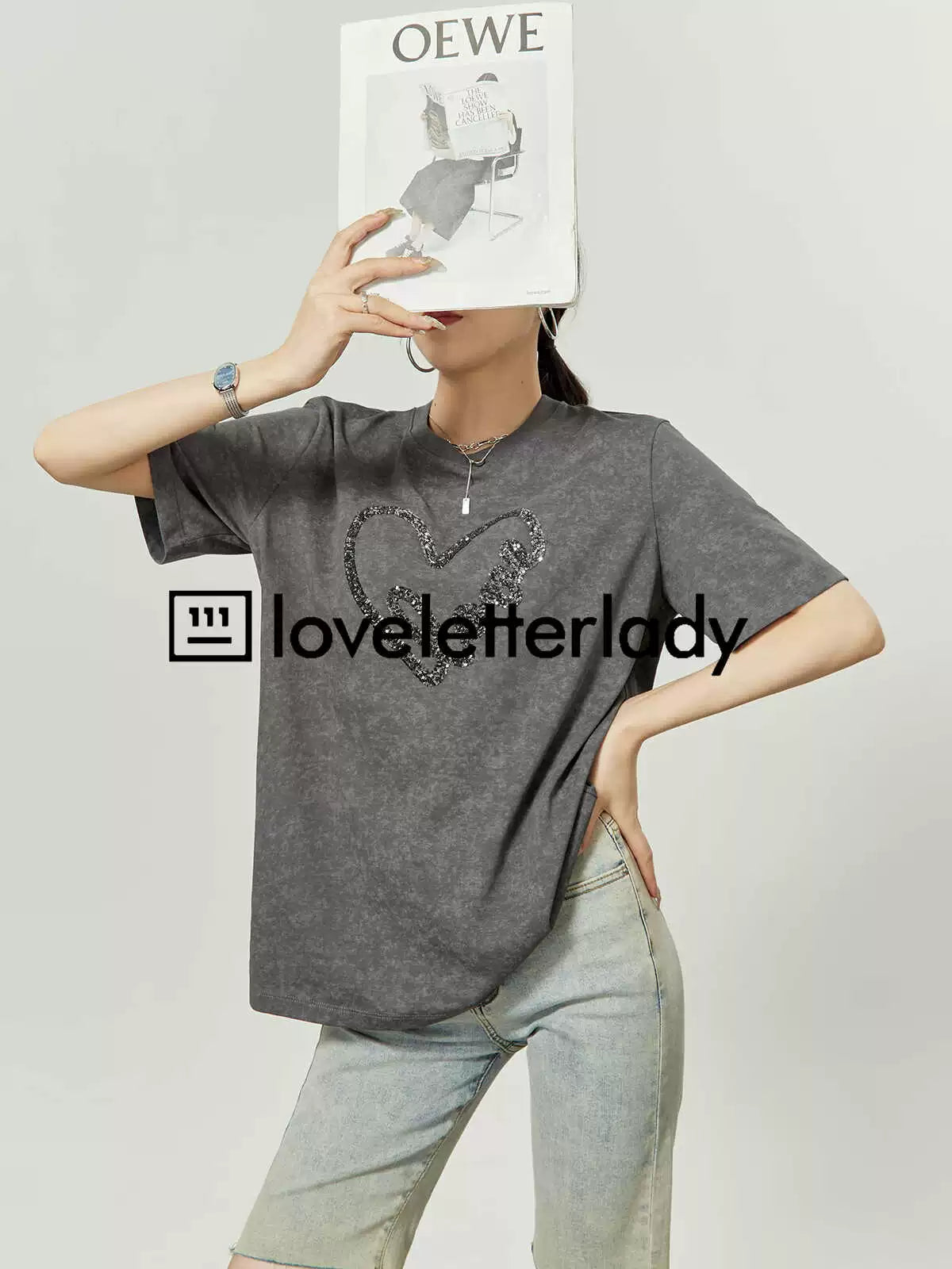 Gray Heart Logo T-shirt LLA0221