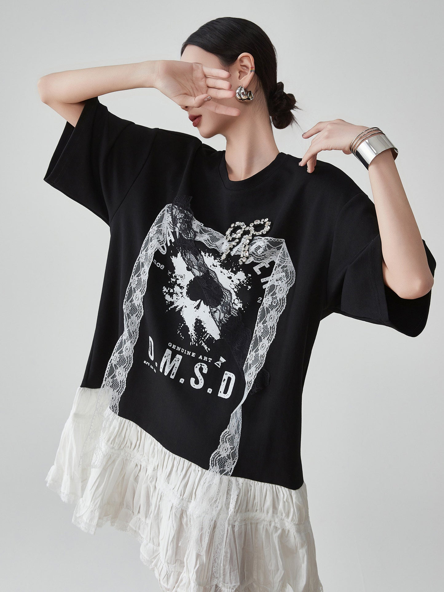 Lace Docking T-Shirt Dress FER0188