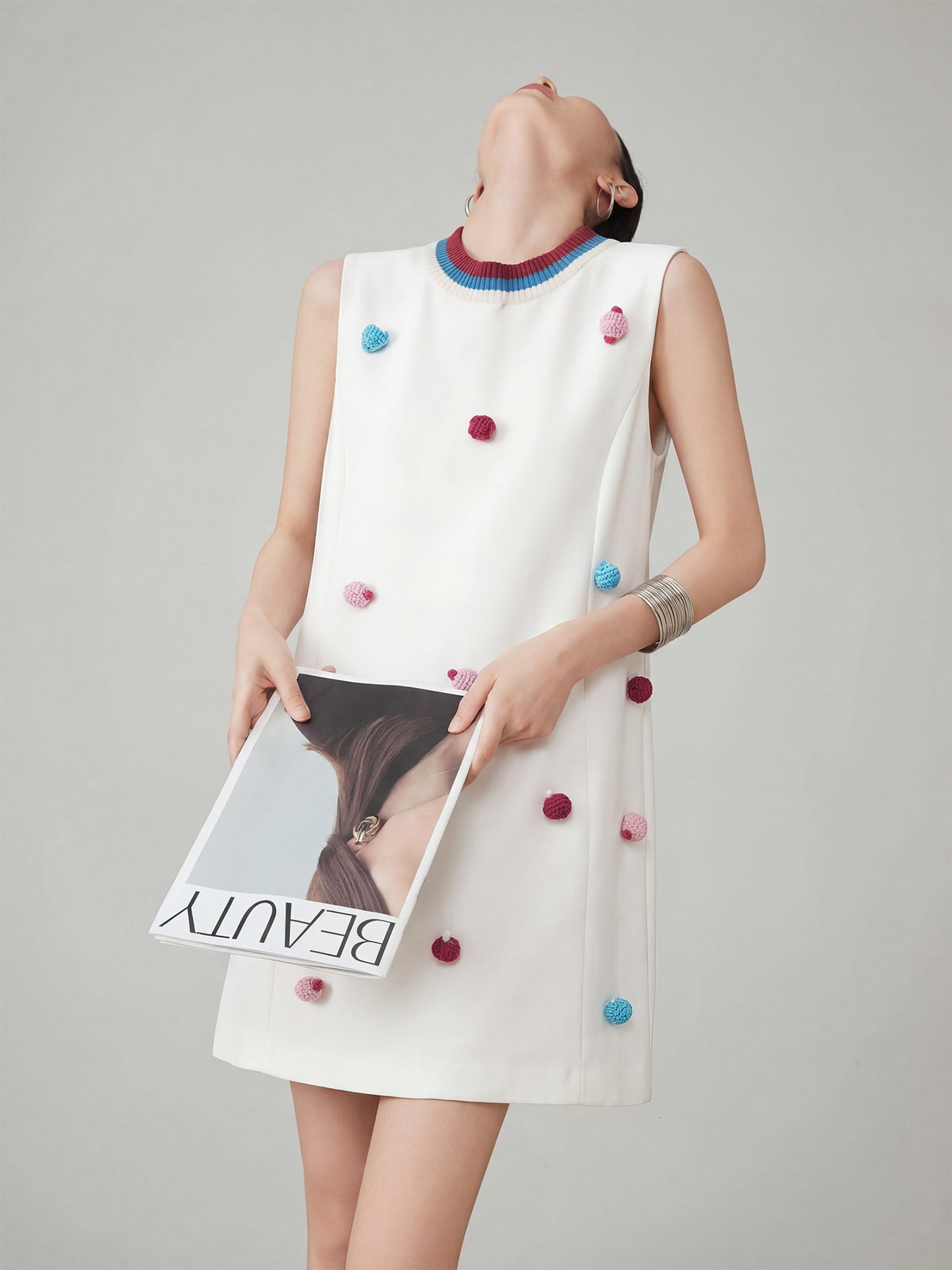 3D Pom-Pom Sleeveless Dress FER0146