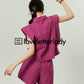 Retro Pink Striped Shirt / Wide Shorts LLA0151