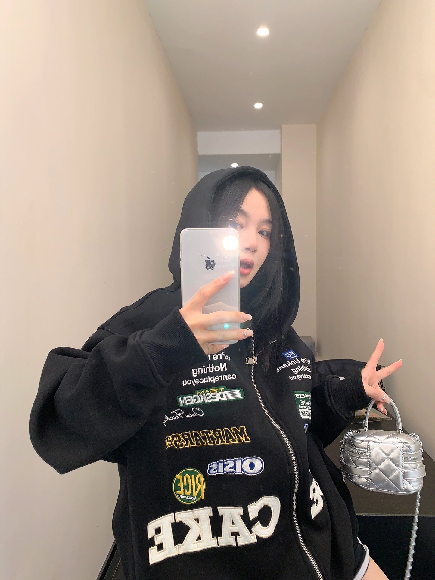 Patch Big Silhouette Zip Hoodie YLS0929