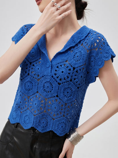 Crochet Knit Polo Summer Knit FER0263