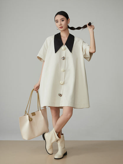 Retro Color-Blocked T-Shirt Dress FER0063