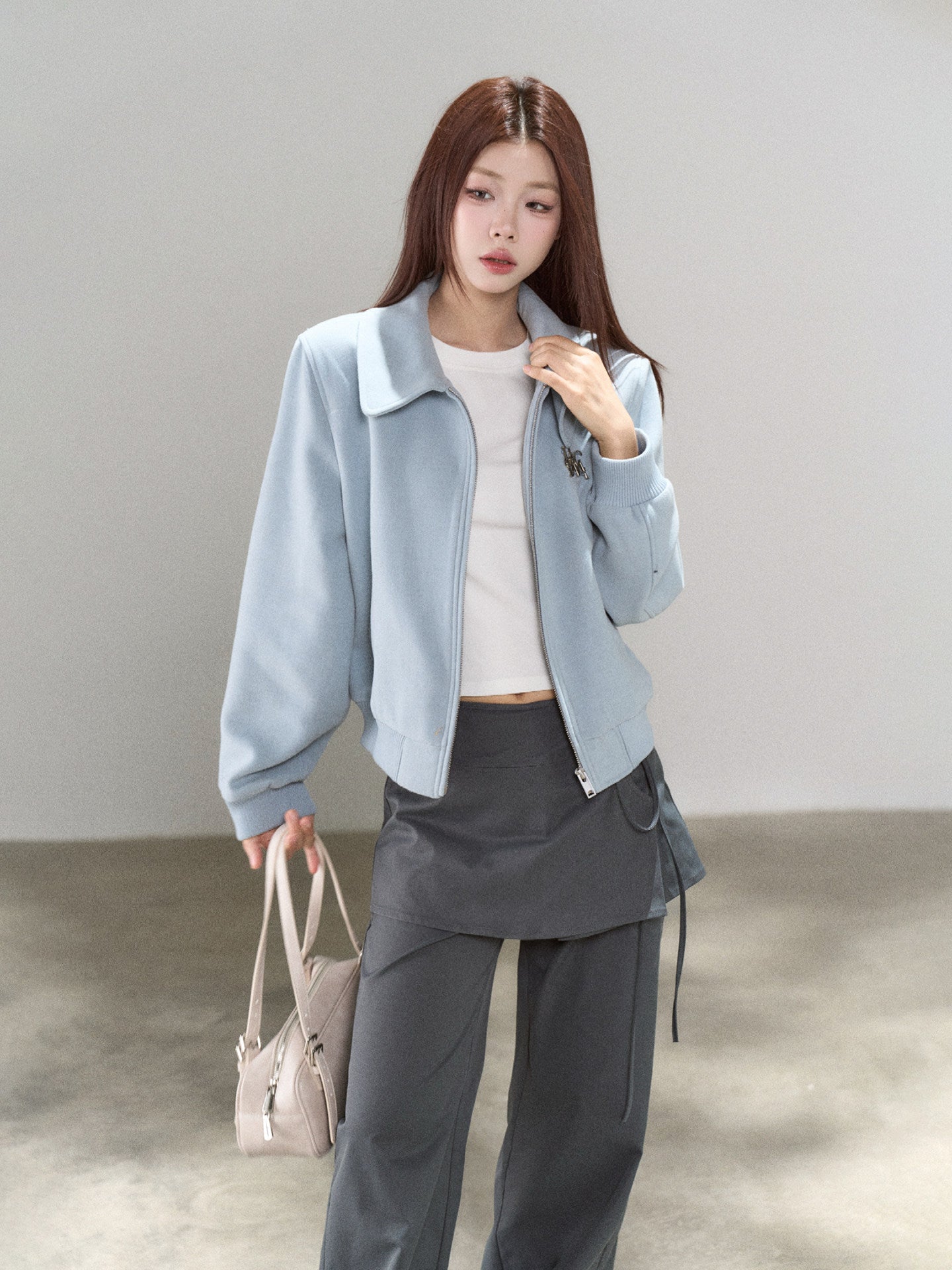 Casual Loose Short Jacket/Crew Neck Short-Sleeve T-Shirt WDB0028