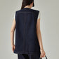 Collarless Denim Vest / Denim Wide Pants FER0144
