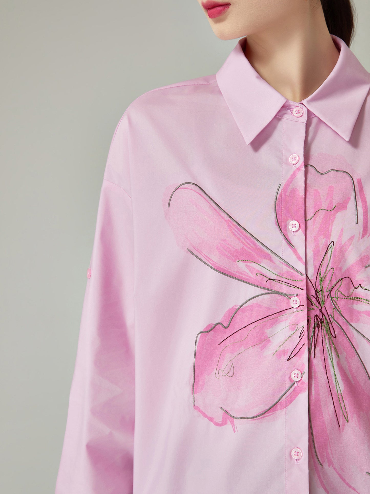 Flower Print Long-Sleeve Shirt FER0075