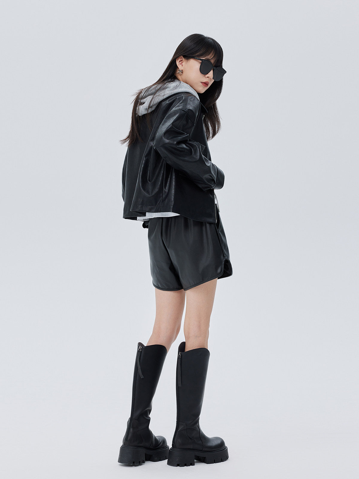 Drop Shoulder Leather Jacket SHN0020