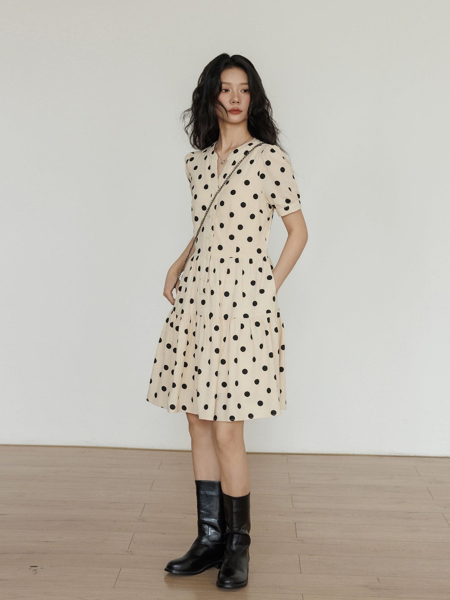 Polka Dot Tiered Dress VAS0105