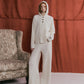 Wool Half-Button Knit Hoodie / Wide Pants ASG0073